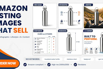 design amazon listing images, infographics and a content
