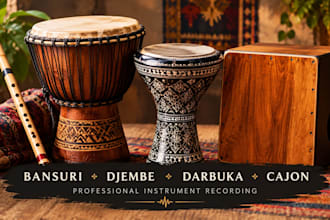 record bansuri djembe darbuka and cajon percussion parts for your track