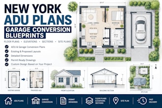 draft new york adu plans and garage conversion blueprints