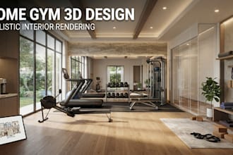 design home gym, yoga, fitness room, etc realistic 3d interior rendering