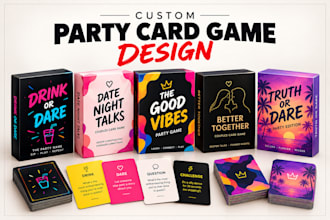 design party card game, drinking card, adult card couples card game illustration