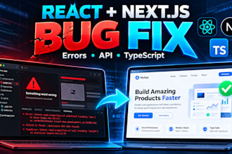fix react next js typescript bugs errors and api issues