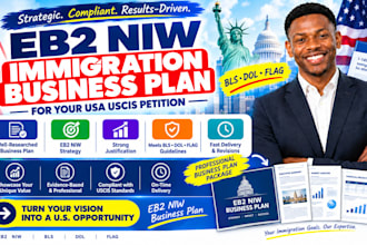 write eb2 niw immigration business plan for your USA uscis petition bls dol flag
