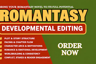 developmental edit your romantasy novel for plot, pacing and character