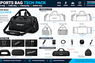 design sports bag tech pack for gym bag, duffle, training bag and athletic bag