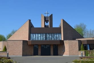 create a modern church exterior or interior church architect and facade design
