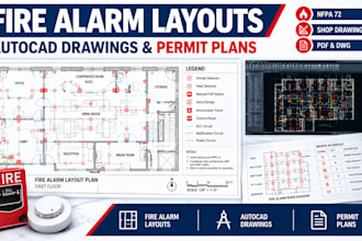 create fire alarm layouts, autocad drawings and permit plans