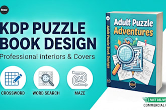 design crossword word search maze puzzle book and KDP paperback cover