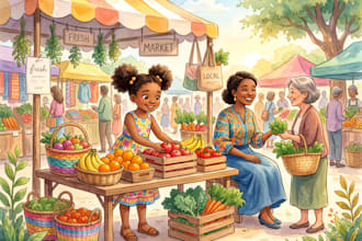do kid illustrations,children storybook, character design and cover illustration