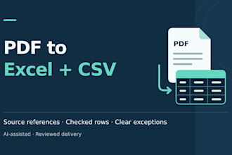 extract PDF tables into excel with source references and checks