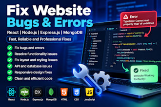 fix react node js express and mongodb bugs and errors