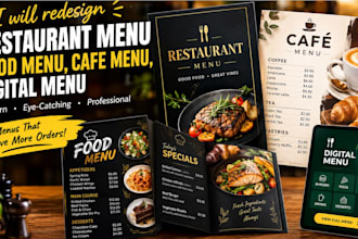 redesign restaurant menu, food menu, cafe menu, digital menu