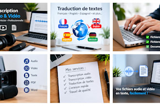 audio transcription and english translation into french