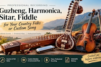 record guzheng, harmonica, sitar, fiddle for your country folks or custom song