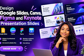 design google slides, canva, figma and keynote presentation slides