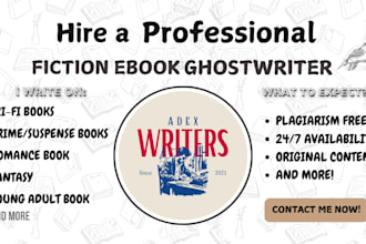 ghostwrite epic fantasy book as a fiction ebook ghostwriter, novel books writer