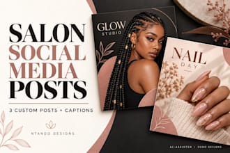 design salon social media posts and promotional flyers