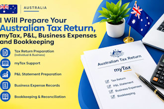 handle australian tax return, mytax p and l, business expenses and bookkeeping