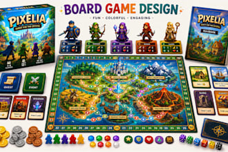 design a custom board game, card game, tabletop game and game assets