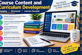create online course content, workbook, coursework, ppt, ecourse, video course