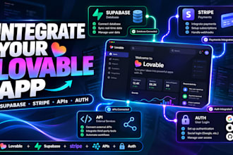 integrate supabase, stripe, apis and authentication in lovable app