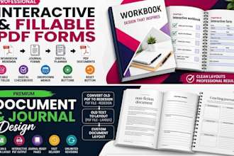 workbook redesign, interactive pdf form, fillable journal, planner PDF documents