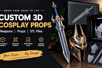 create custom 3d cosplay props, weapons and stl files