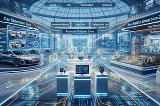 design 3d vr showroom, car, products, and real estate showroom