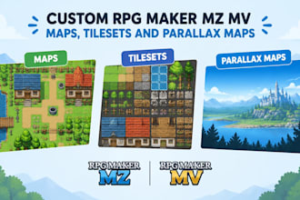 design custom rpg maker mz mv maps, tilesets and parallax maps