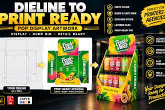 create print ready artwork on your pop display dieline for production in kittl