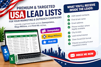 premium USA leads, sweeps leads, mega million leads, first hit leads