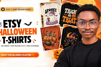 design halloween t shirt designs for etsy, shopify, printify and printful pod