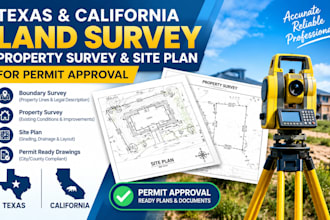 do texas and california land survey property survey and site for permit approval