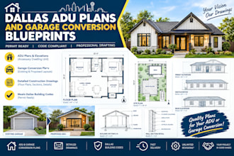 draft dallas adu plans and garage conversion blueprints