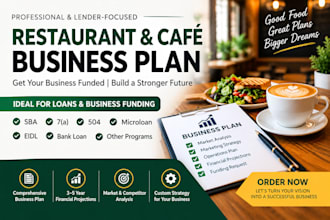 do sba, micro loan, 7a, 504, eidl business plan for  restaurant, cafe business