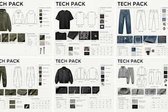 create hoodie, t shirt, jeans, cargo pants, jacket and tracksuit tech packs