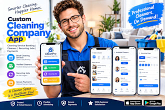build cleaning app cleaning service app booking cleaners recurring jobs payments