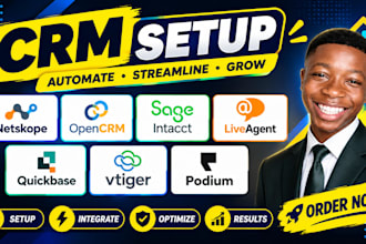 setup netskope opencrm sage intacct liveagent quickbase vtiger CRM podium