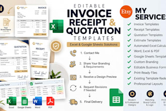 design editable invoice template, receipt and quotation in word excel PDF