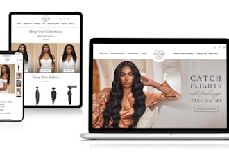 design shopify hair, wigs, bundles, lashes store or website
