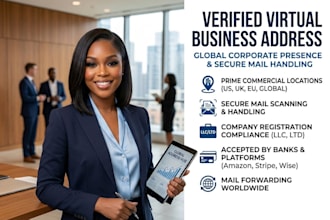 provide a verified virtual business address and mail forwarding