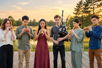 record tin whistle, ocarina, zurna, bagpipes, xiao and bamboo flute for track