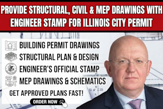 be your illinois engineer for city permit drawings set, do building permit plans
