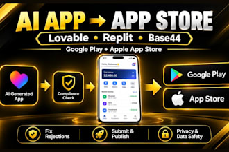 publish your lovable replit or base44 app to google play and app store
