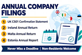 file uk confirmation statement  ireland annual return malta estonia vat return