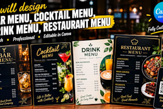 design bar menu, cocktail menu, drink menu, restaurant menu