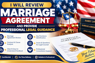 review marriage agreement and provide professional legal guidance