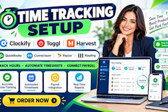 setup time tracking clockify toggl harvest quickbooks connecteam paycor rippling