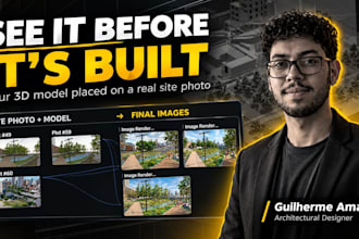 place your 3d building model into a real site photo or aerial view