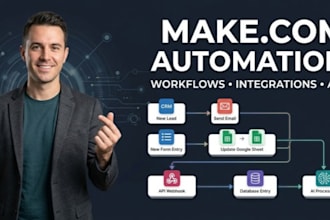 make automation workflows, integrations, API connections and business automation